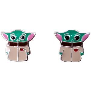 Handmade Grogu Inspired Earrings 925 Sterling Silver Baby Yoda Screw Back